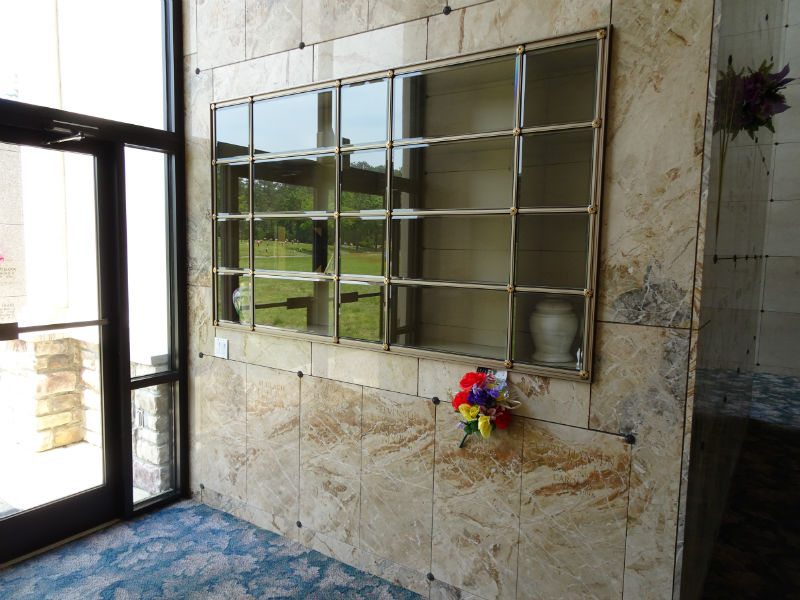 mirror and tiles inside a mausoleum