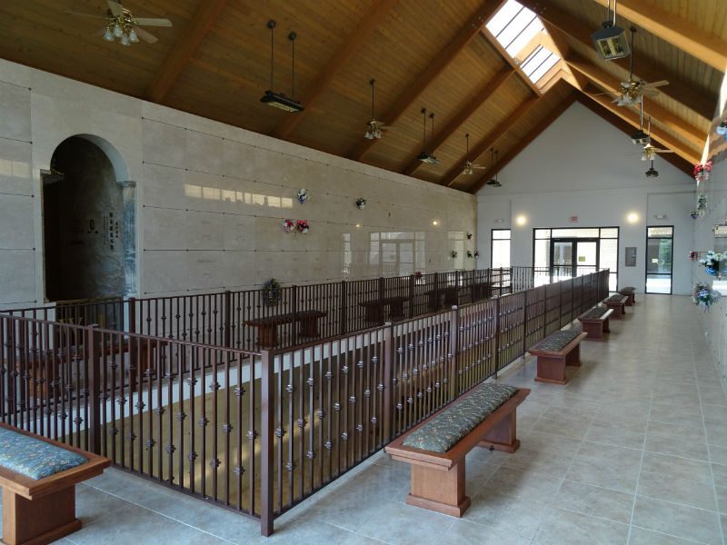 top level of a mausoleum with fans top level of a mausoleum with fans