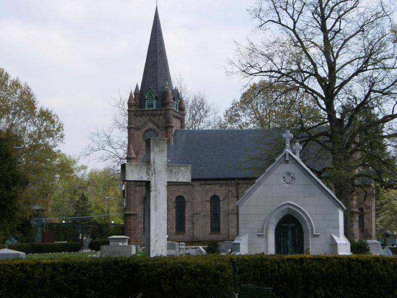 cemetery and church in the background