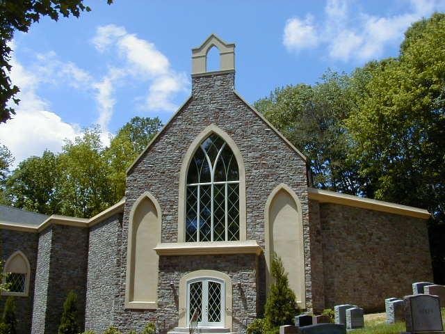 stone exterior of a mausoleum