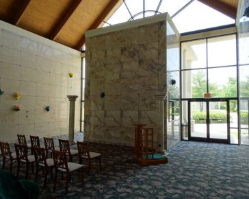 interior of a mausoleum with seating