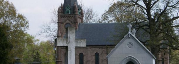 cemetery and church in the background