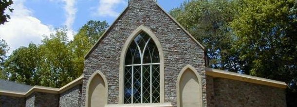 stone exterior of a mausoleum