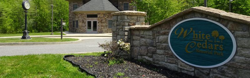 White Cedars Memorial Park sign